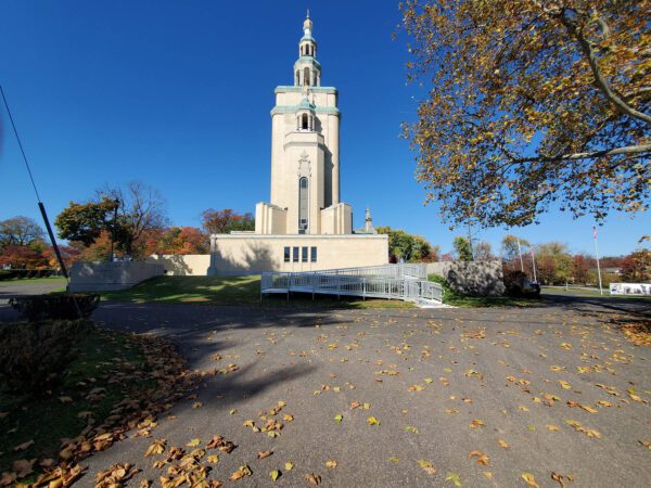 Long ADA-compliant access ramp installed at the entrance of a church